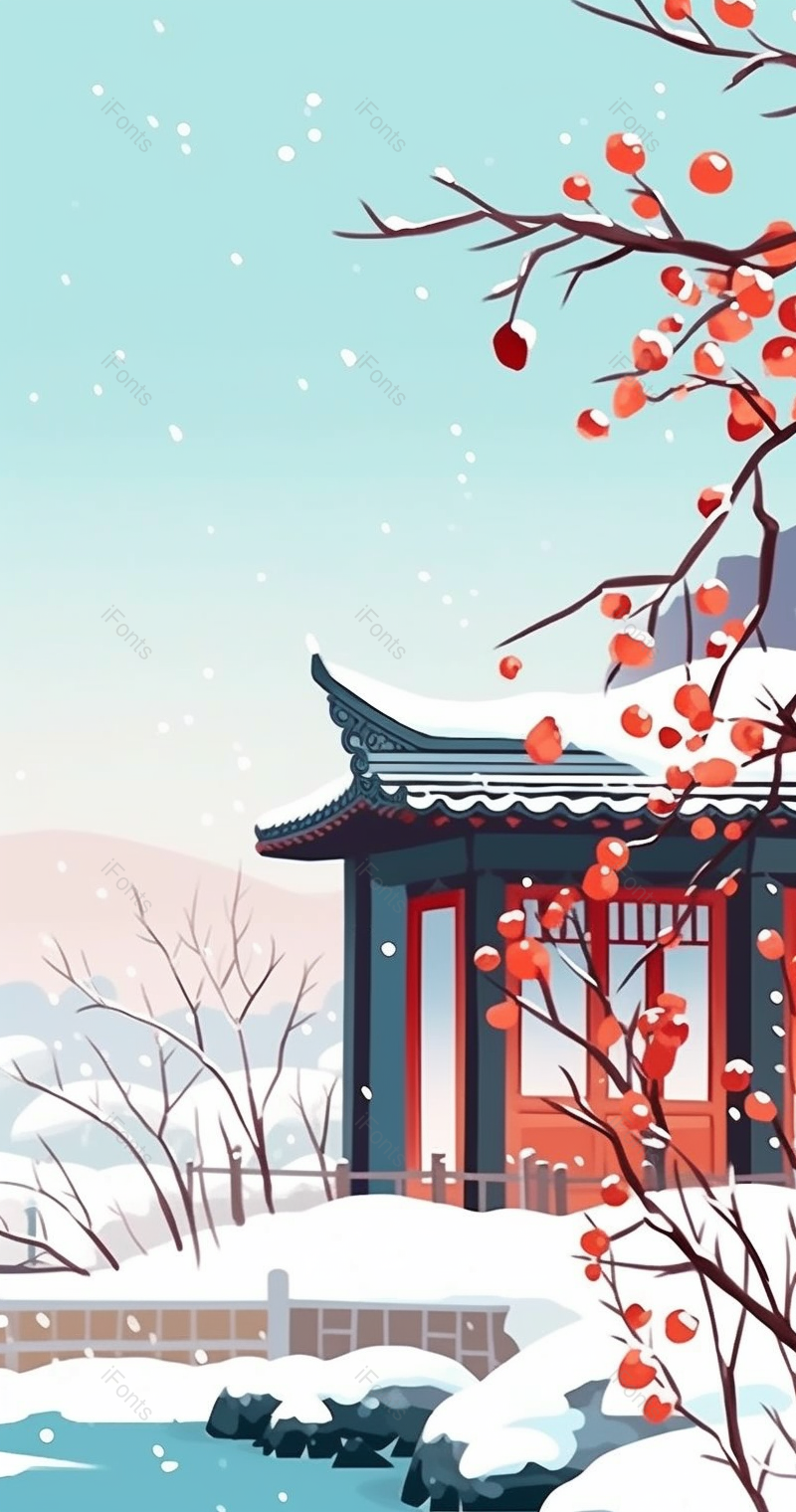 古色古香房屋冬天雪景插画,插画/手绘图,插画/手绘图库,插画/手绘图下载,插画/手绘